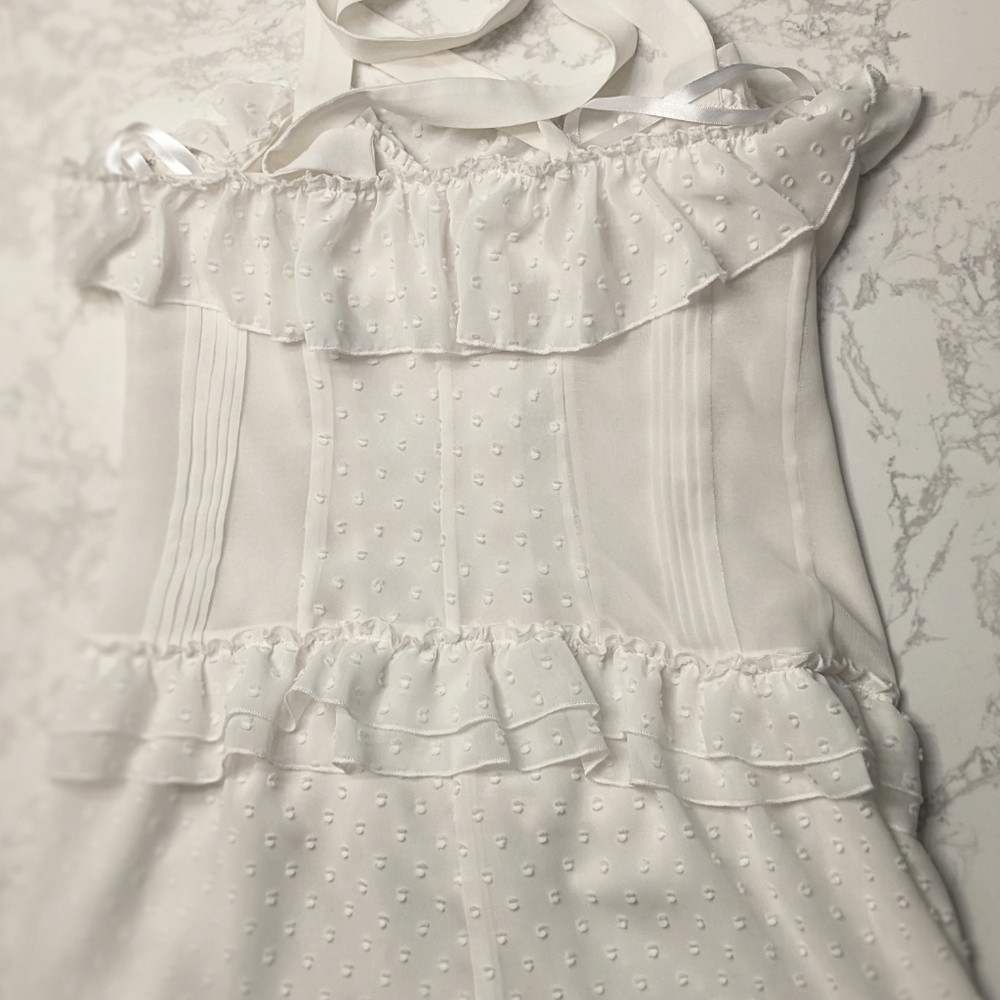 White Swiss Dot Romper - image 2